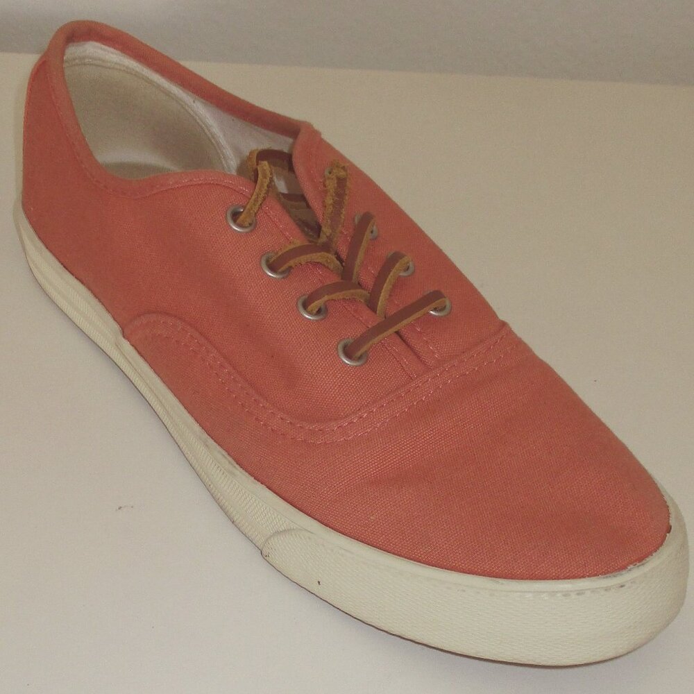 American Eagle Womens Apricot Orange Canvas Leather Lace-up Sneaker - Size 9M